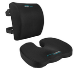 Memory Foam Office Seat Cushion & Cool Gel Lumbar Back Support Pillow Combo