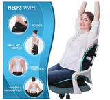 Memory Foam Office Seat Cushion & Cool Gel Lumbar Back Support Pillow Combo