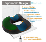 Cool Gel Memory Foam Donut Seat Support Cushion, Pillow For Office Chair