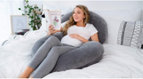 Simply Comfy Full Body Pregnancy Pillow Grey Velvet Cover