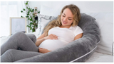 Simply Comfy Full Body Pregnancy Pillow Grey Velvet Cover