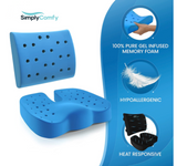 Memory Foam Office Seat Cushion & Cool Gel Lumbar Back Support Pillow Combo