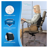 Memory Foam Back Support Cushion, Cool Gel Lumbar Pillow For Office Chair