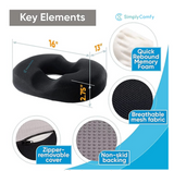 Cool Gel Memory Foam Donut Seat Support Cushion, Pillow For Office Chair