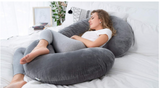 Simply Comfy Full Body Pregnancy Pillow Grey Velvet Cover