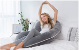 Simply Comfy Full Body Pregnancy Pillow Grey Velvet Cover