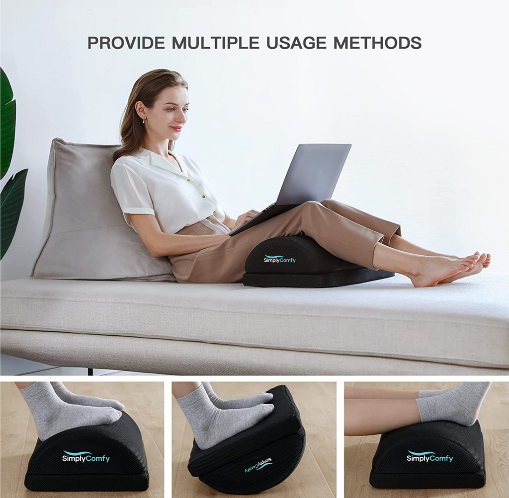 Ergonomic Design Adjustable Memory Foam Foot Rest Under Desk at