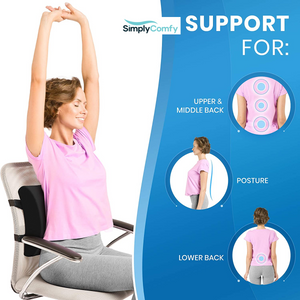 Simply Comfy Memory Foam Back Support Cushion For Office Chair